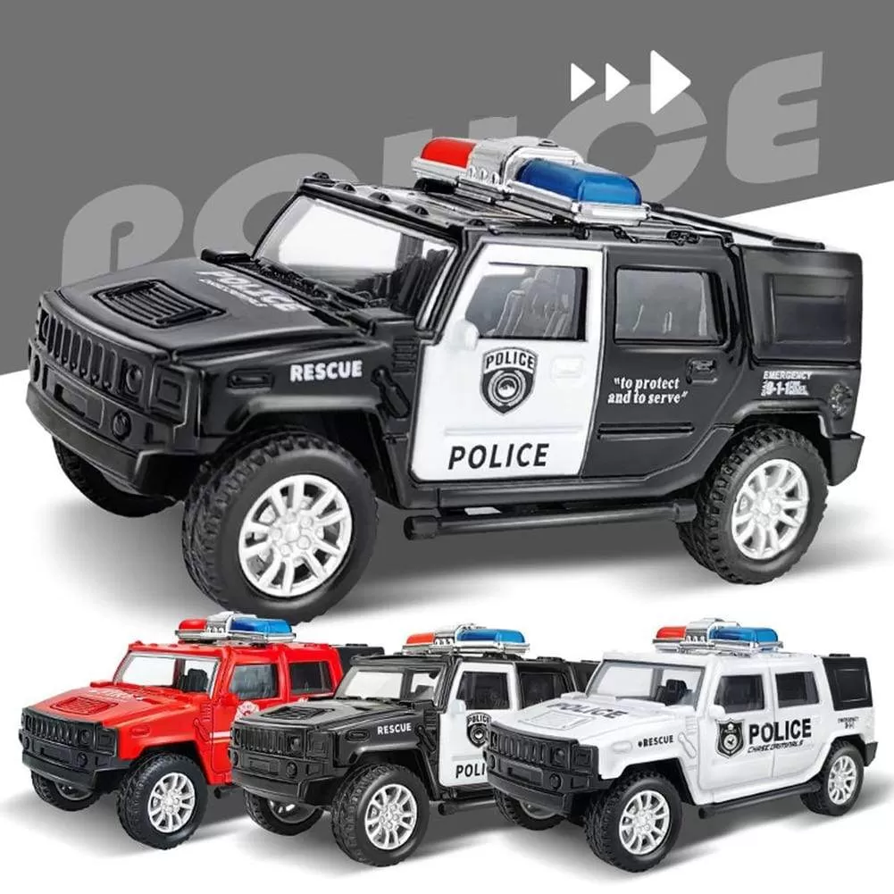 1/36 Simulation Police Car Vehicle Pull Back Truck Model Kids Interactive Toy Home Decoration Christmas Gift