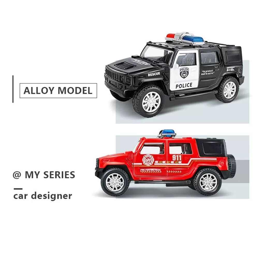 1/36 Simulation Police Car Vehicle Pull Back Truck Model Kids Interactive Toy Home Decoration Christmas Gift