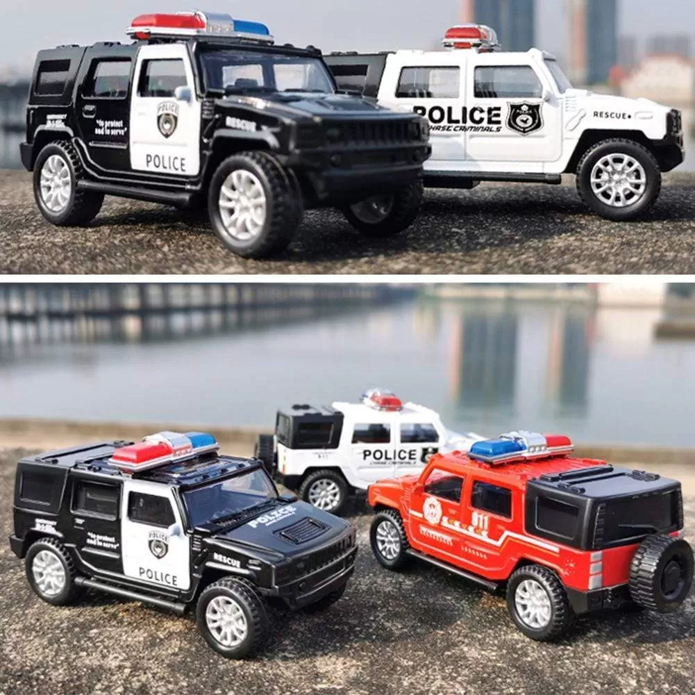 1/36 Simulation Police Car Vehicle Pull Back Truck Model Kids Interactive Toy Home Decoration Christmas Gift