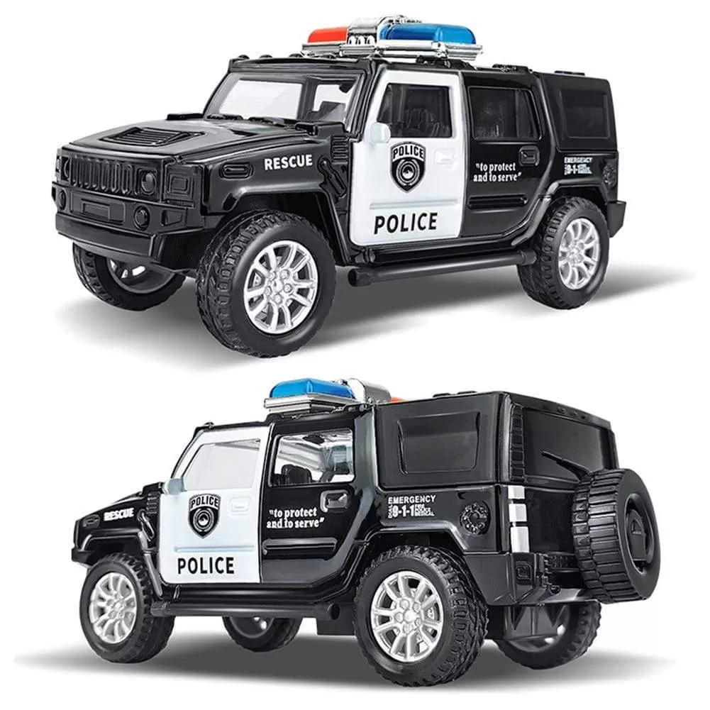 1/36 Simulation Police Car Vehicle Pull Back Truck Model Kids Interactive Toy Home Decoration Christmas Gift