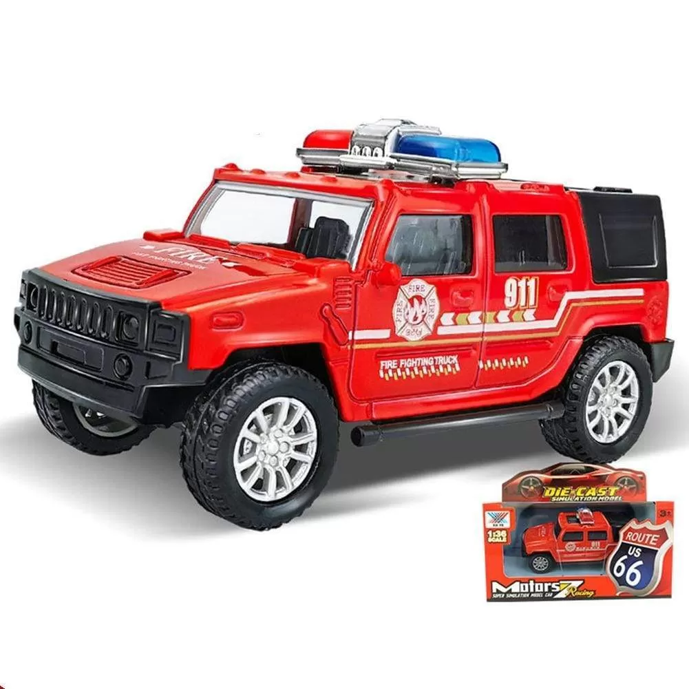 1/36 Simulation Police Car Vehicle Pull Back Truck Model Kids Interactive Toy Home Decoration Christmas Gift