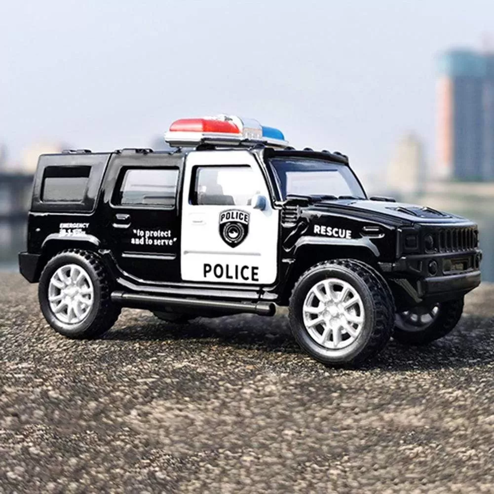 1/36 Simulation Police Car Vehicle Pull Back Truck Model Kids Interactive Toy Home Decoration Christmas Gift