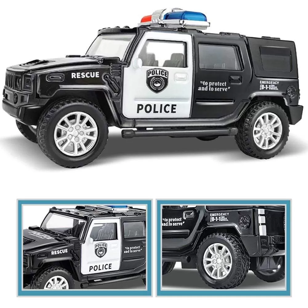 1/36 Simulation Police Car Vehicle Pull Back Truck Model Kids Interactive Toy Home Decoration Christmas Gift