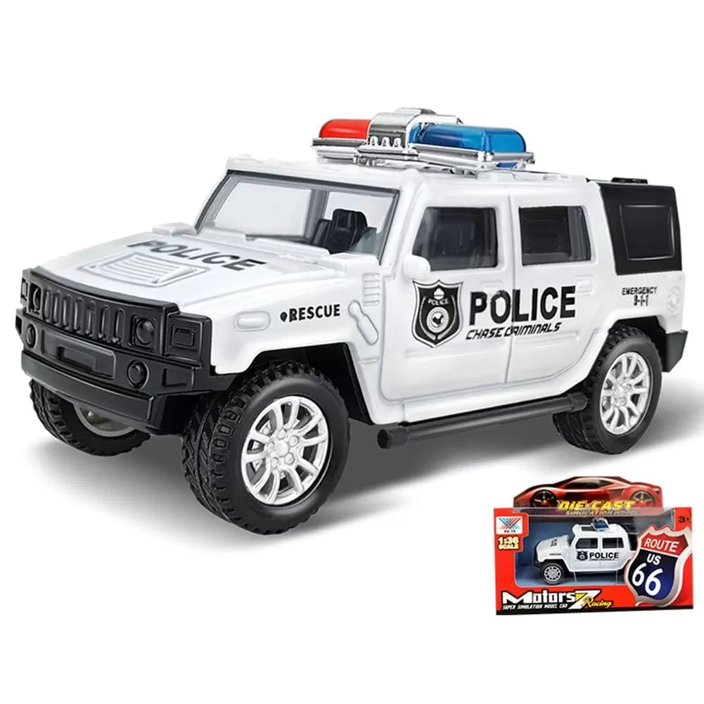 1/36 Simulation Police Car Vehicle Pull Back Truck Model Kids Interactive Toy Home Decoration Christmas Gift