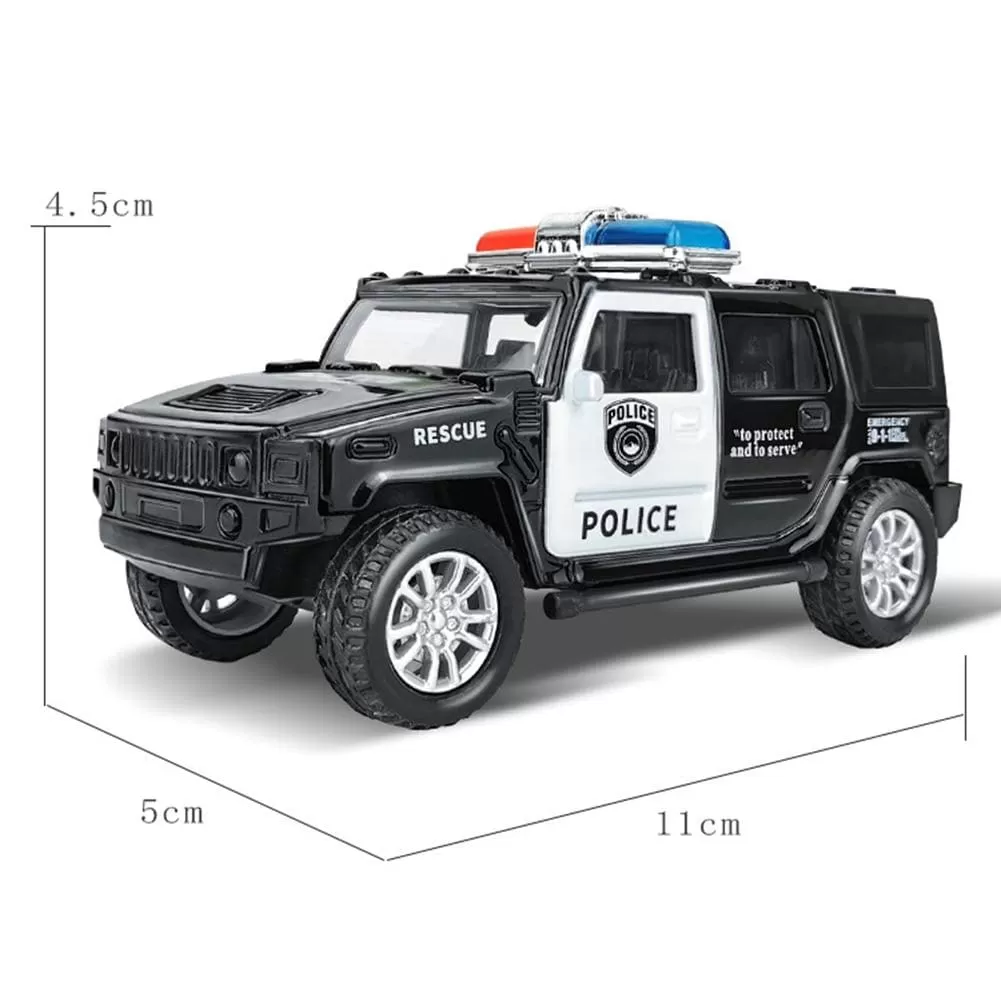 1/36 Simulation Police Car Vehicle Pull Back Truck Model Kids Interactive Toy Home Decoration Christmas Gift