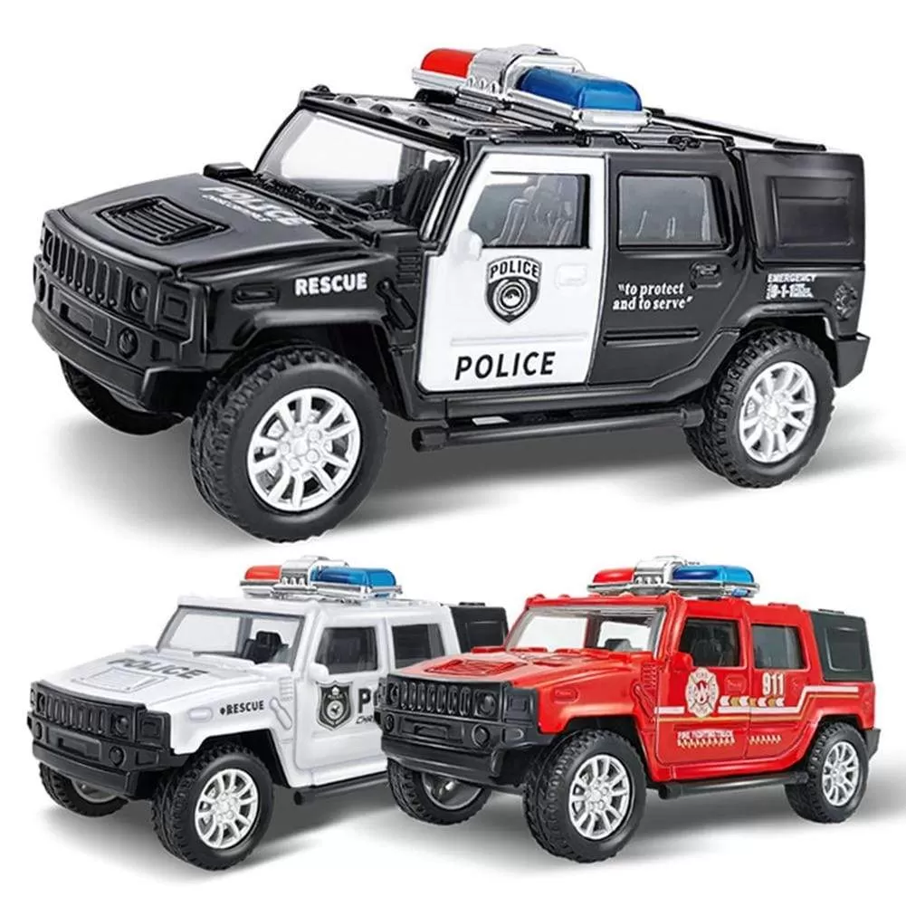 1/36 Simulation Police Car Vehicle Pull Back Truck Model Kids Interactive Toy Home Decoration Christmas Gift