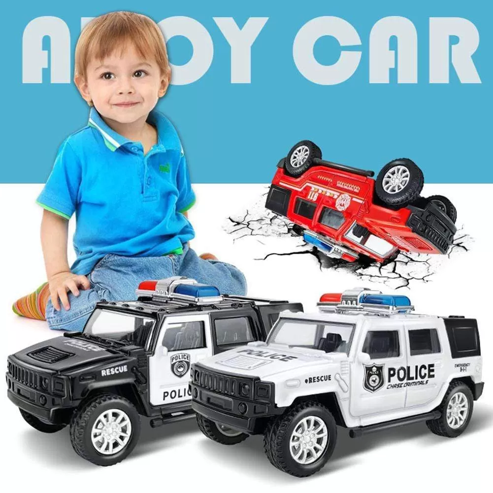 1/36 Simulation Police Car Vehicle Pull Back Truck Model Kids Interactive Toy Home Decoration Christmas Gift