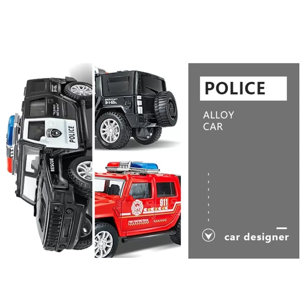 1/36 Simulation Police Car Vehicle Pull Back Truck Model Kids Interactive Toy Home Decoration Christmas Gift