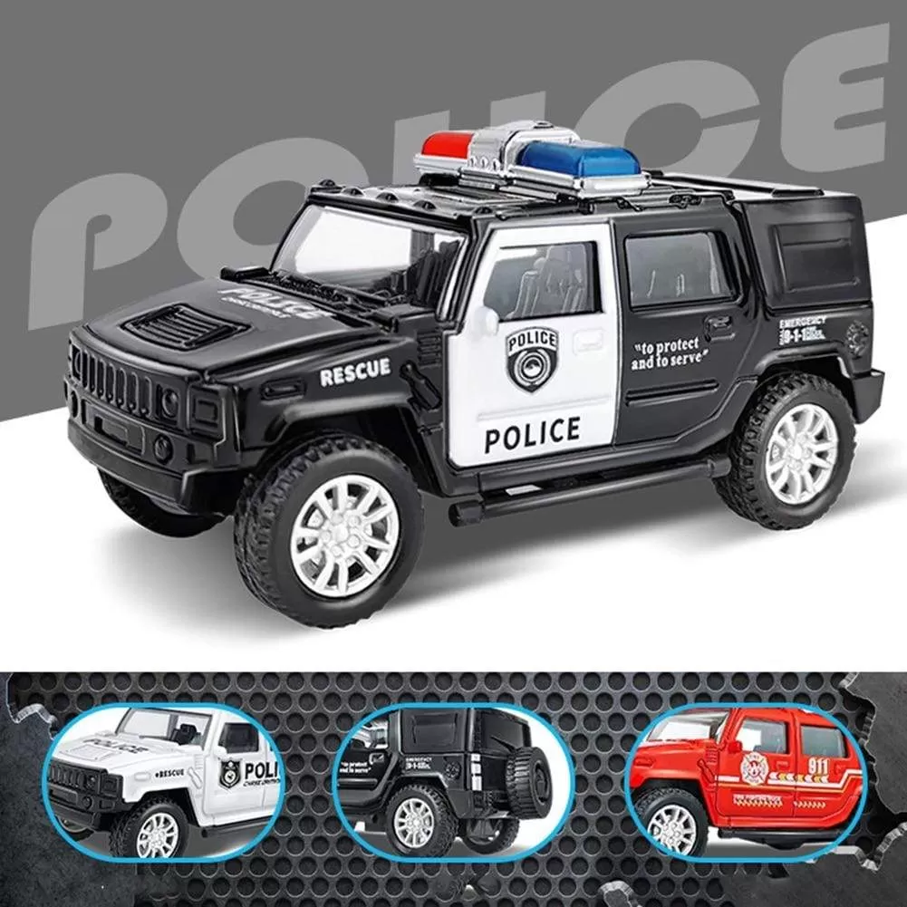 1/36 Simulation Police Car Vehicle Pull Back Truck Model Kids Interactive Toy Home Decoration Christmas Gift