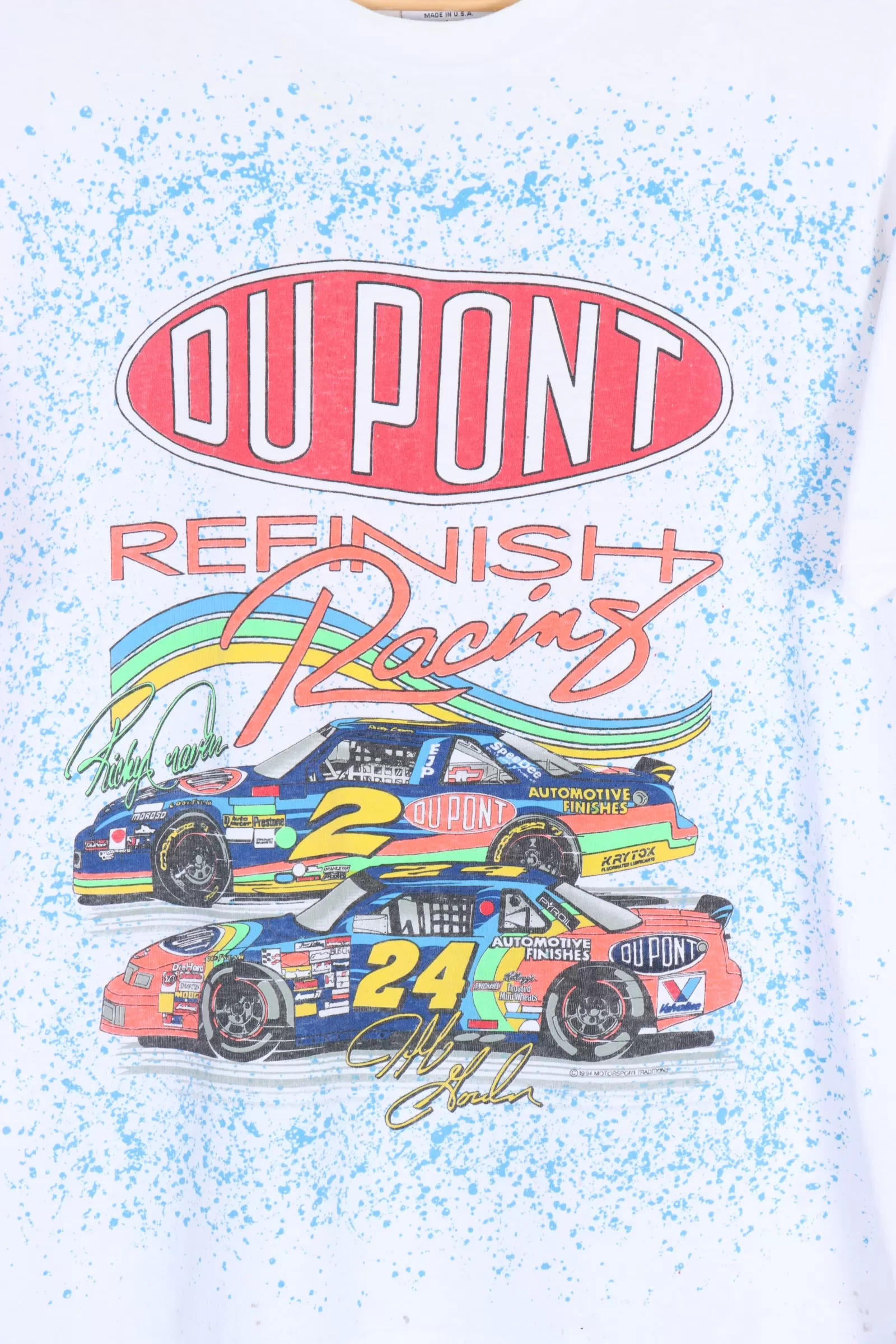 1994 Vintage NASCAR Refinish Racing DuPont Fluro Single Stitch T-Shirt (M)