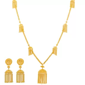 22K Yellow Gold Jhumki Jewelry Set (80.5gm)