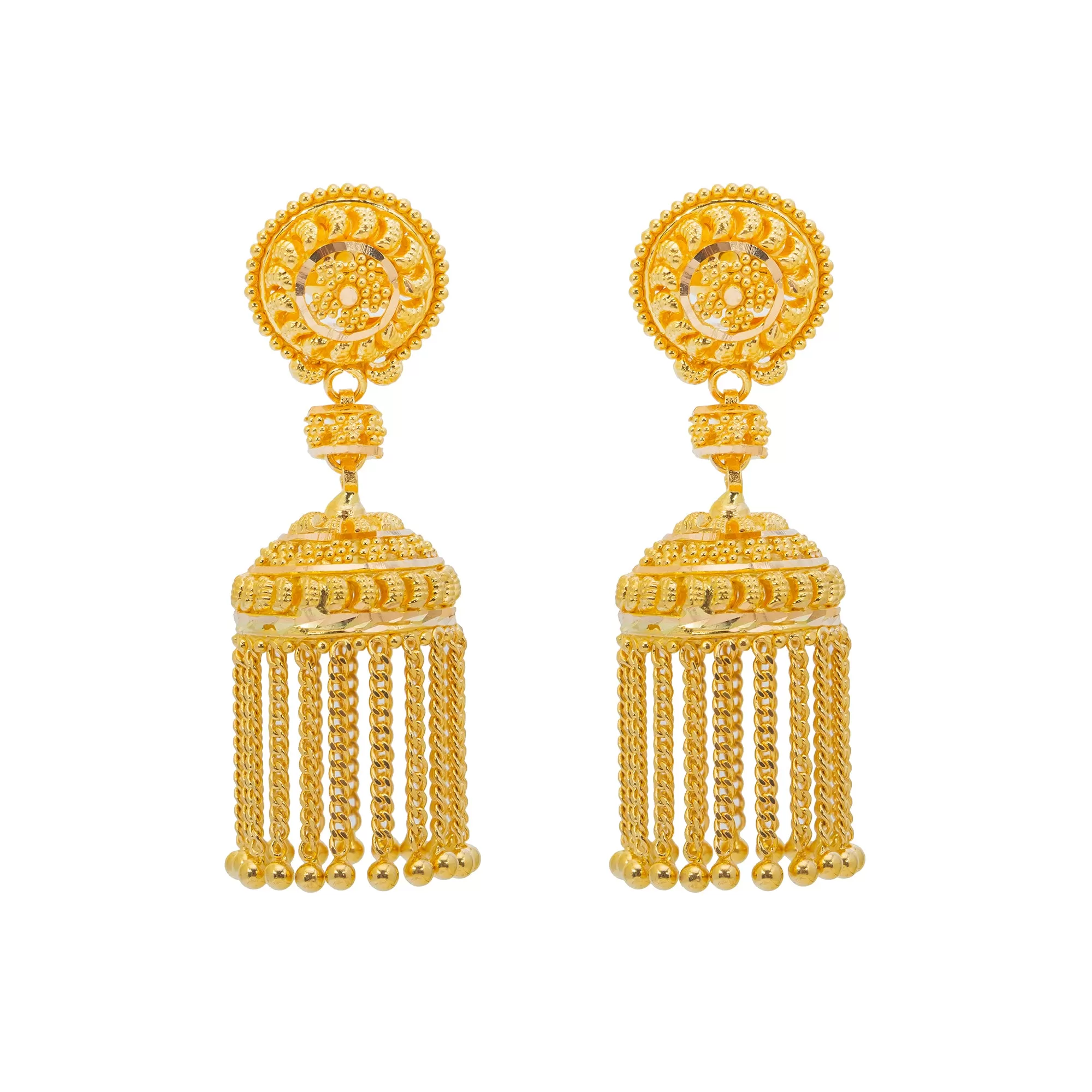 22K Yellow Gold Jhumki Jewelry Set (80.5gm)