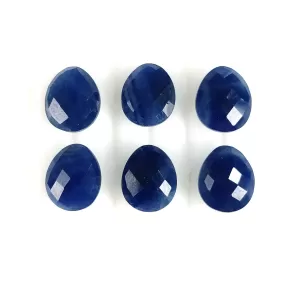 27.85cts Natural Untreated BLUE SAPPHIRE Gemstone Checker Cut Egg Shape Briolette 11*9mm 6pcs September Birthstone (With Video)