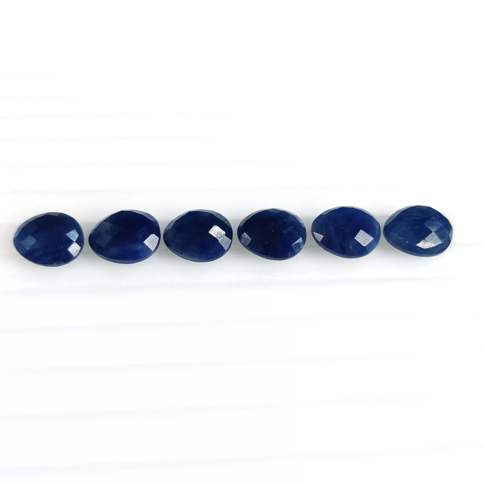 27.85cts Natural Untreated BLUE SAPPHIRE Gemstone Checker Cut Egg Shape Briolette 11*9mm 6pcs September Birthstone (With Video)