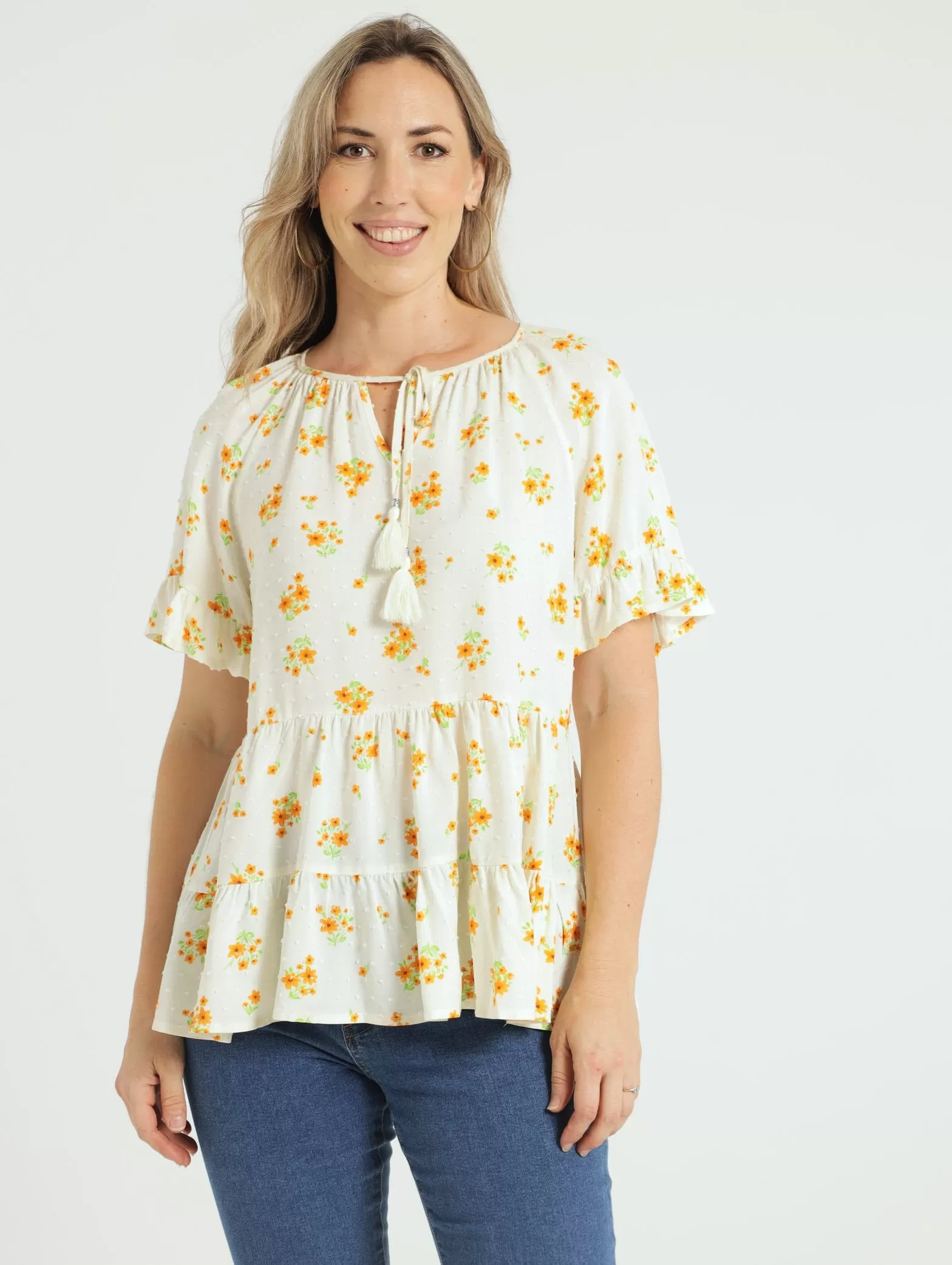 3/4 Sleeve Country Blouse - Floral