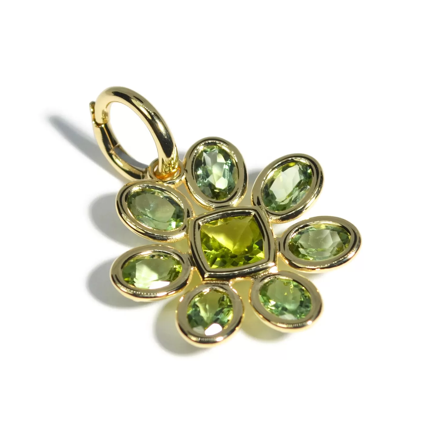 A & Furst - Fiori - Pendant with Mint Tourmaline and Peridot, 18k Yellow Gold