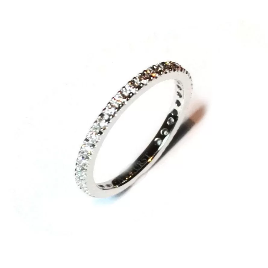 A & Furst - France Band Ring with White Diamonds on the 3/4, French-set, 18k White Gold