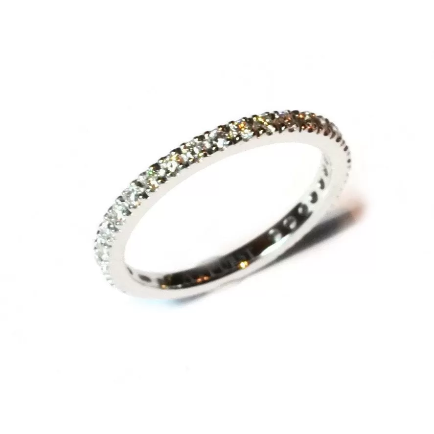 A & Furst - France Band Ring with White Diamonds on the 3/4, French-set, 18k White Gold