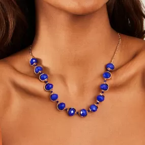 Accessorize London Women's Blue Encased Facet Bead Necklace