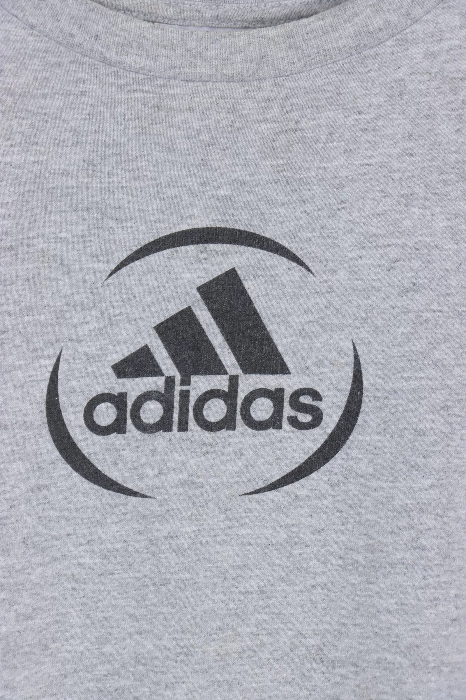 ADIDAS Grey & Black Logo USA Made T-Shirt (S-M)