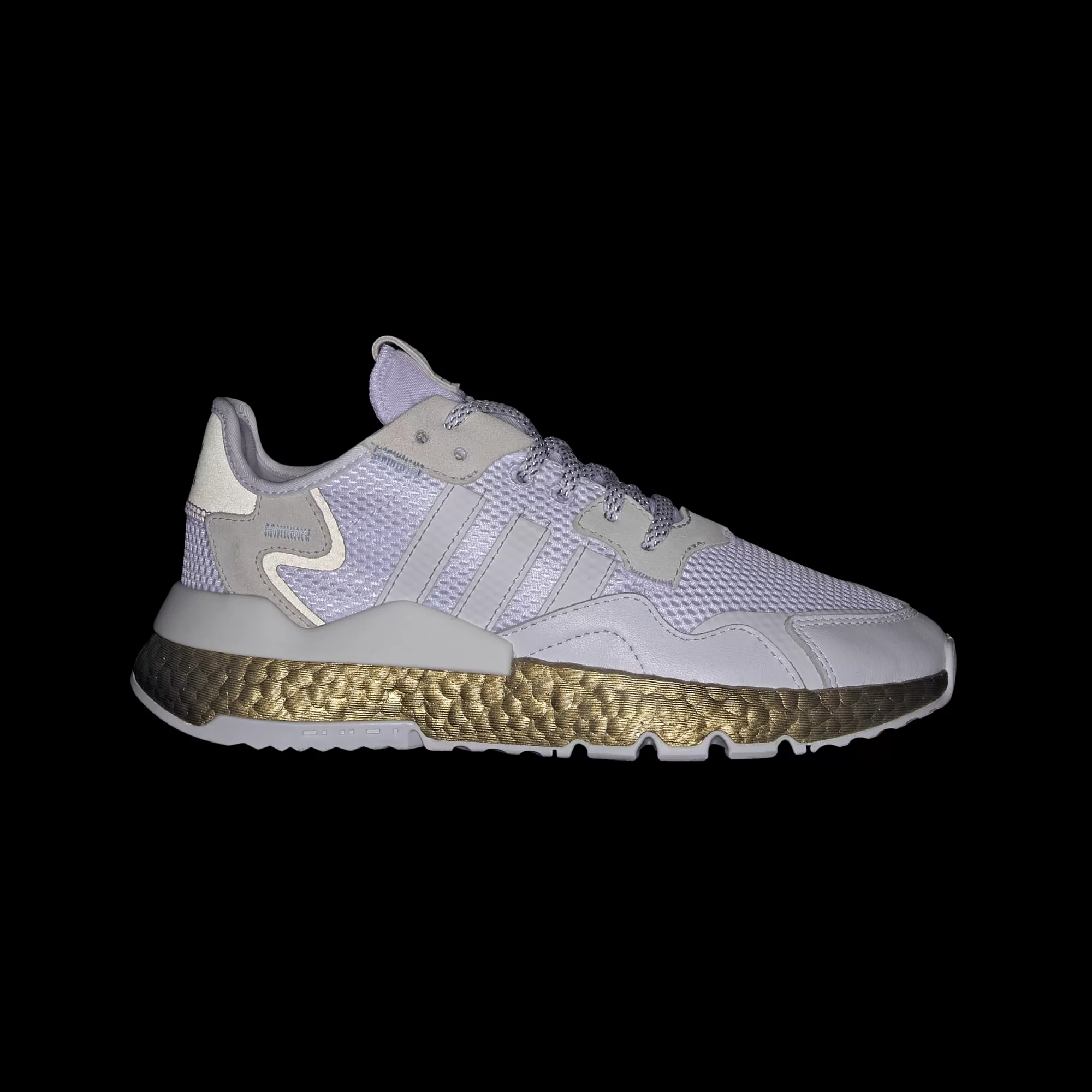 Adidas Women's Nite Jogger Shoes - Cloud White / Periwinkle / Gold Metallic