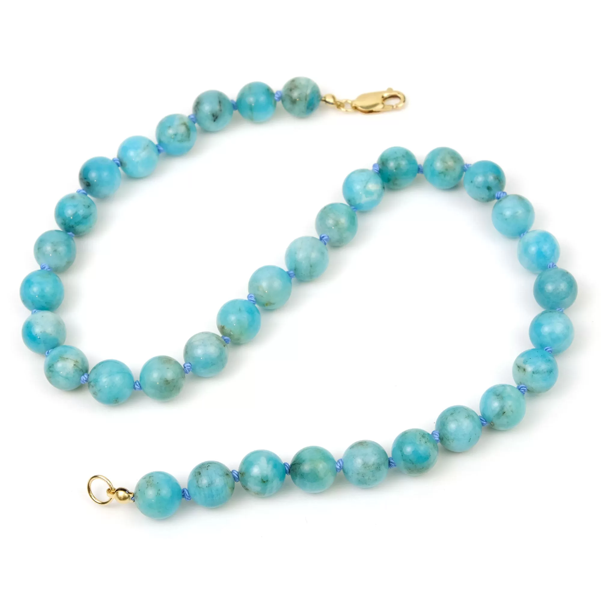 Amazonite Knotted Necklace with Gold Filled Lobster Claw Clasp