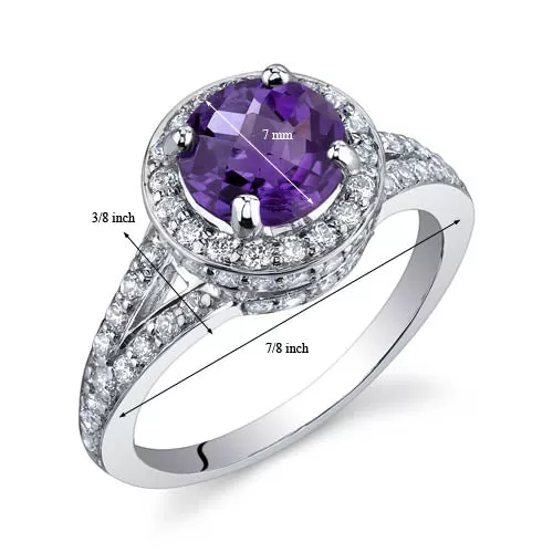 Amethyst Ring Sterling Silver Round Shape 1.25 Carats Size 7