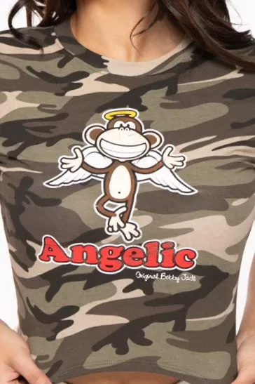 Angelic - Bobby Jack Crop Top (Front   Back Print) - Camo