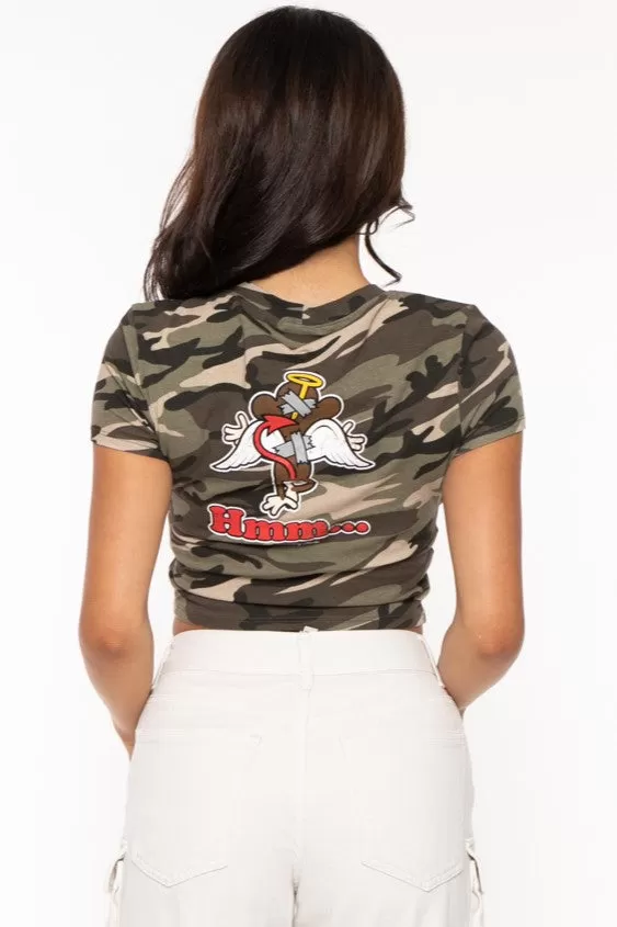 Angelic - Bobby Jack Crop Top (Front   Back Print) - Camo