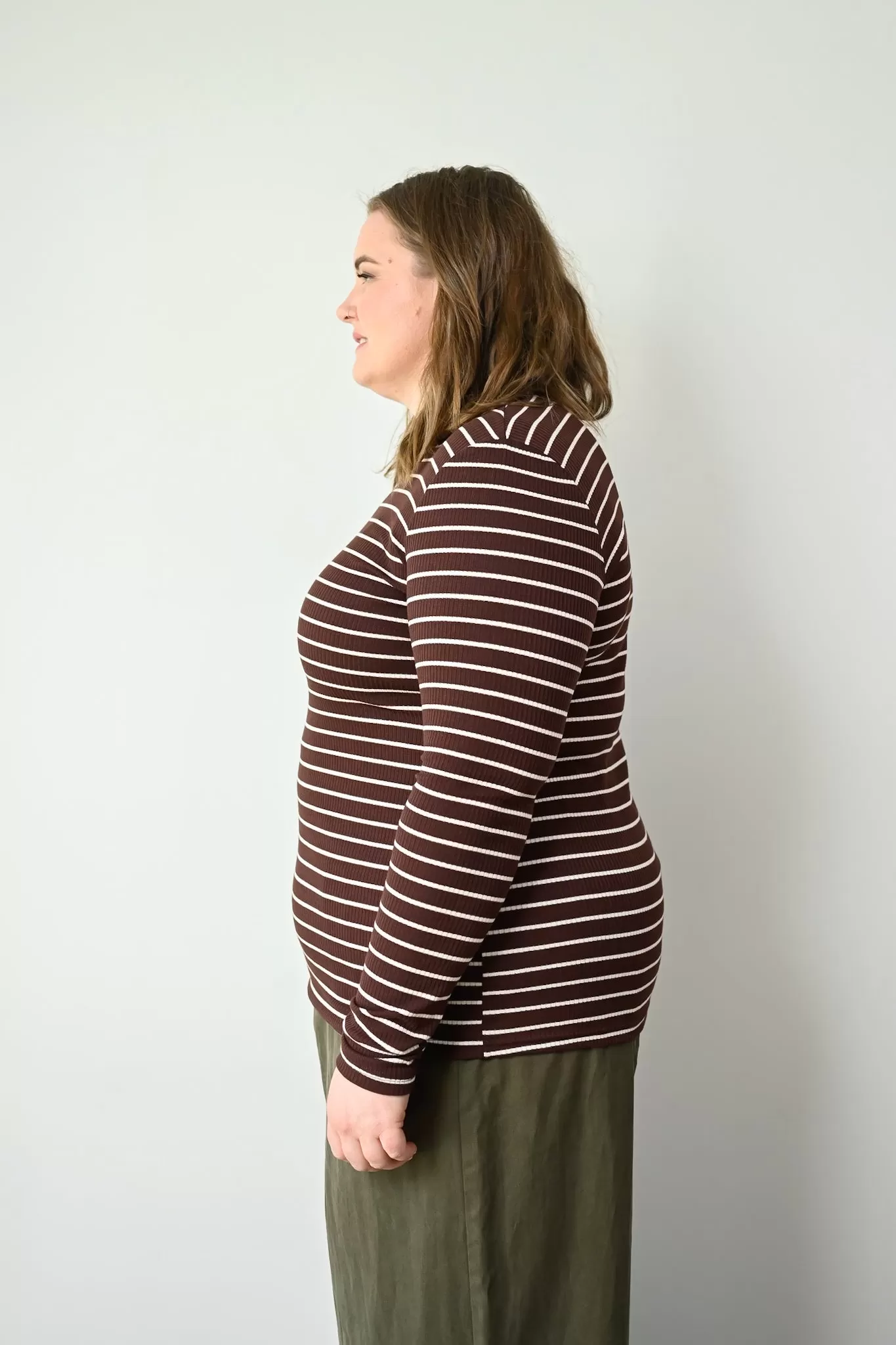 Ava Top - Brown Ribbed Stripe - PRE ORDER