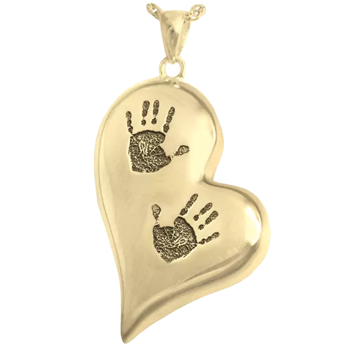 B&B Two Footprints/Handprint/Pawprint Teardrop Heart Pendant