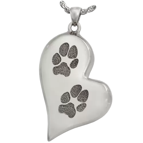 B&B Two Footprints/Handprint/Pawprint Teardrop Heart Pendant