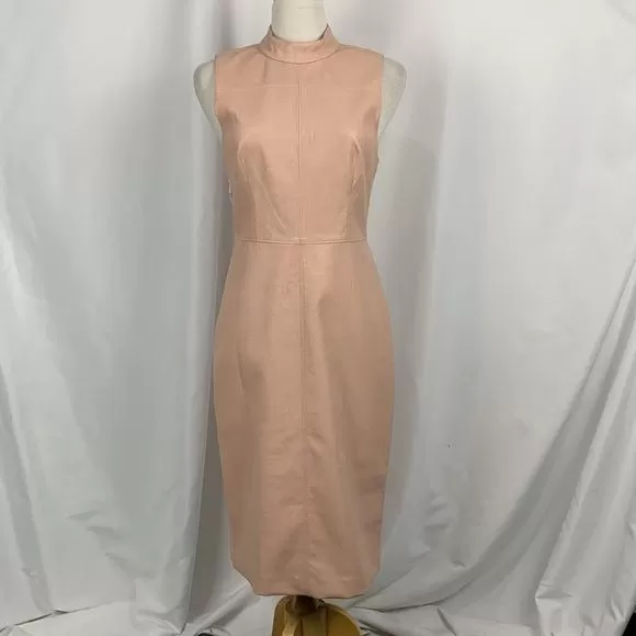 BCBG NWT Pink Faux Leather MIDI Dress