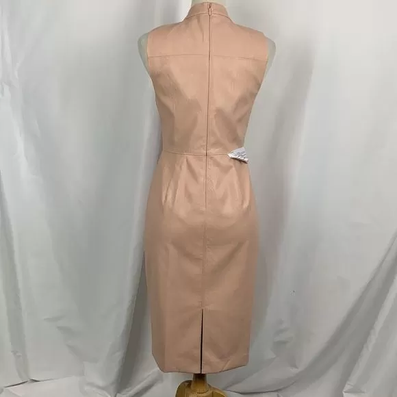 BCBG NWT Pink Faux Leather MIDI Dress