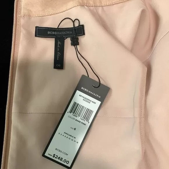 BCBG NWT Pink Faux Leather MIDI Dress