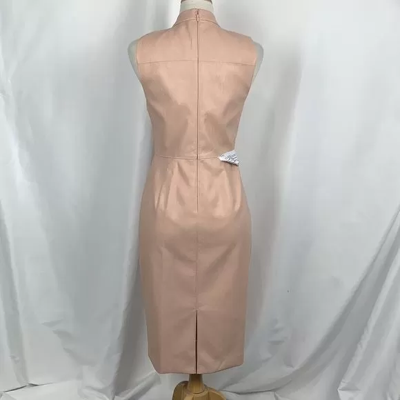 BCBG NWT Pink Faux Leather MIDI Dress