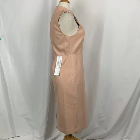 BCBG NWT Pink Faux Leather MIDI Dress