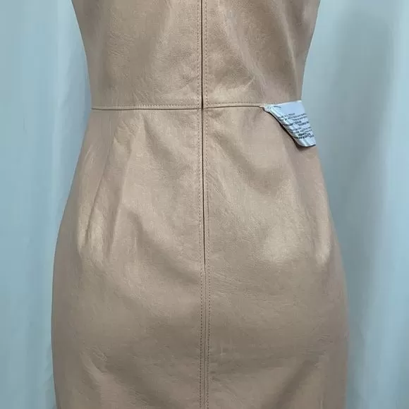 BCBG NWT Pink Faux Leather MIDI Dress