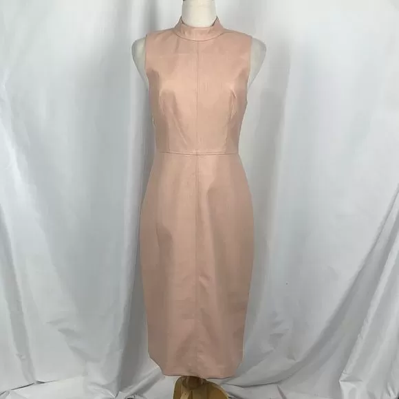 BCBG NWT Pink Faux Leather MIDI Dress