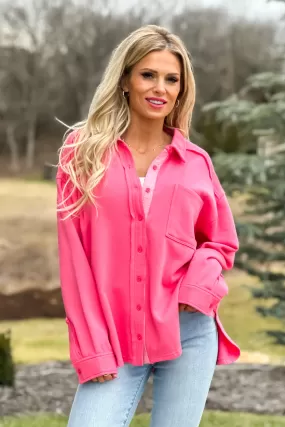 Be Mine Drop Shoulder Oversized Button Down Shirt : Taffy