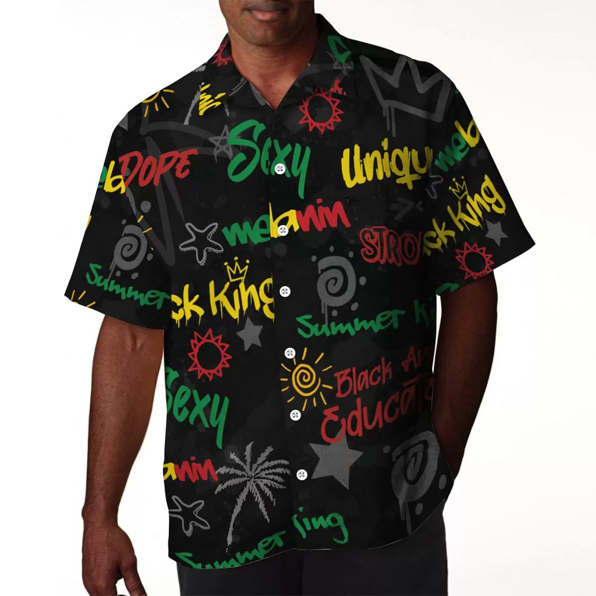 Black King's Time Linen Hawaiian Shirt