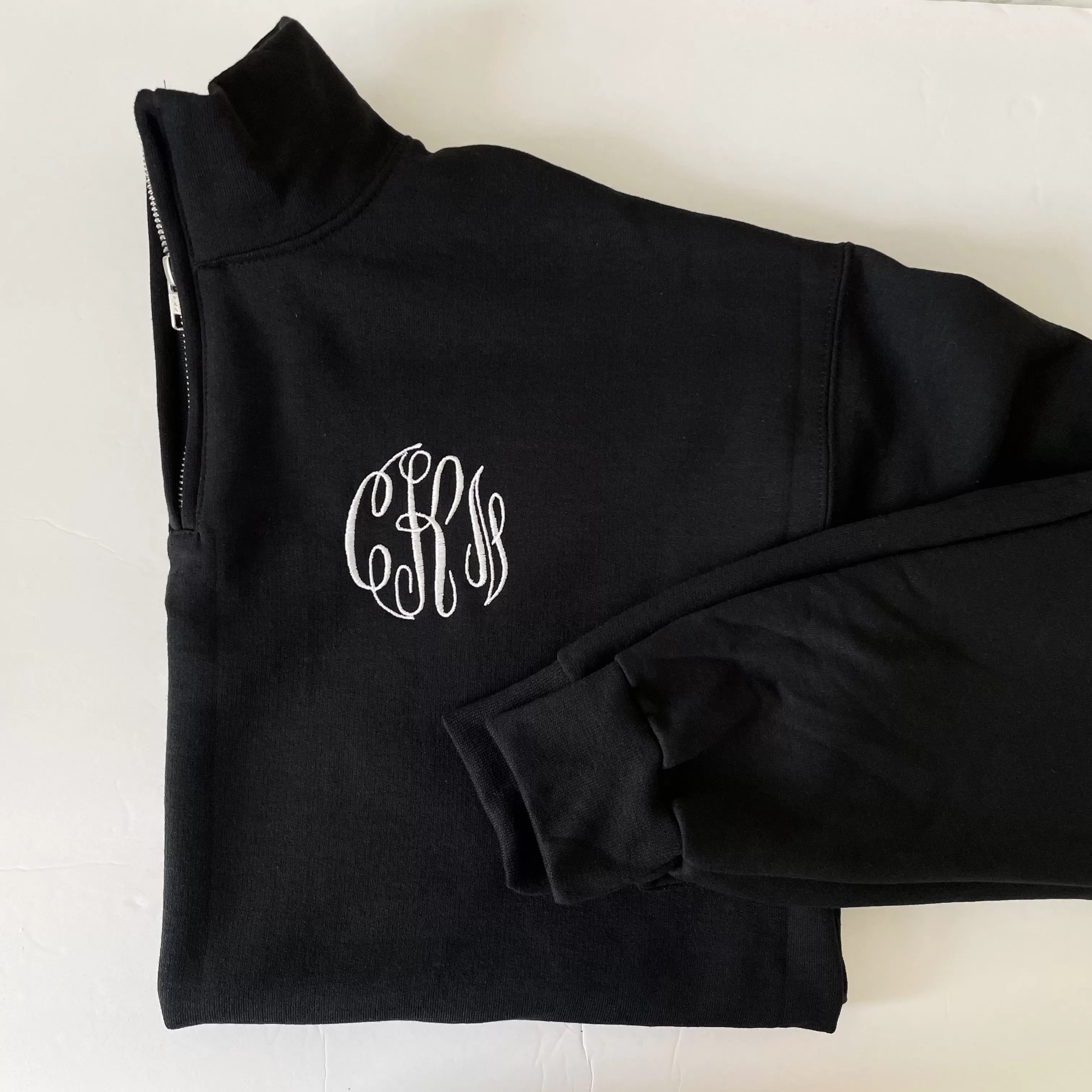 Black Monogram Quarter Zip Sweatshirt