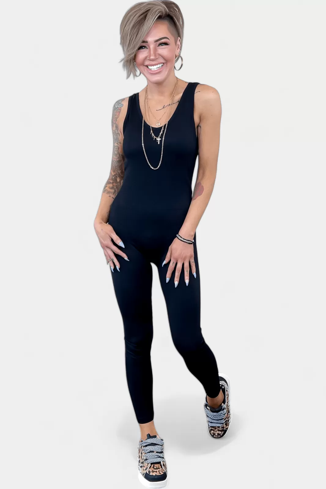 Black Seamless Sports Jumpsuit