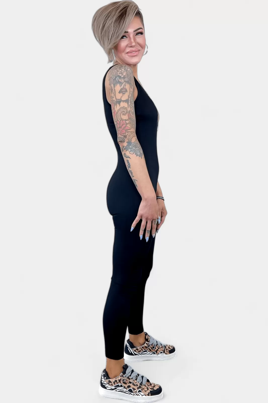 Black Seamless Sports Jumpsuit