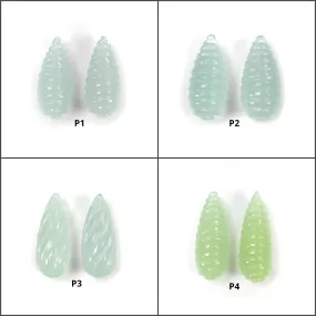 BLUE & GREEN ONYX Gemstone Carving : Natural Color Enhanced Onyx Hand Carved Teardrops Pair