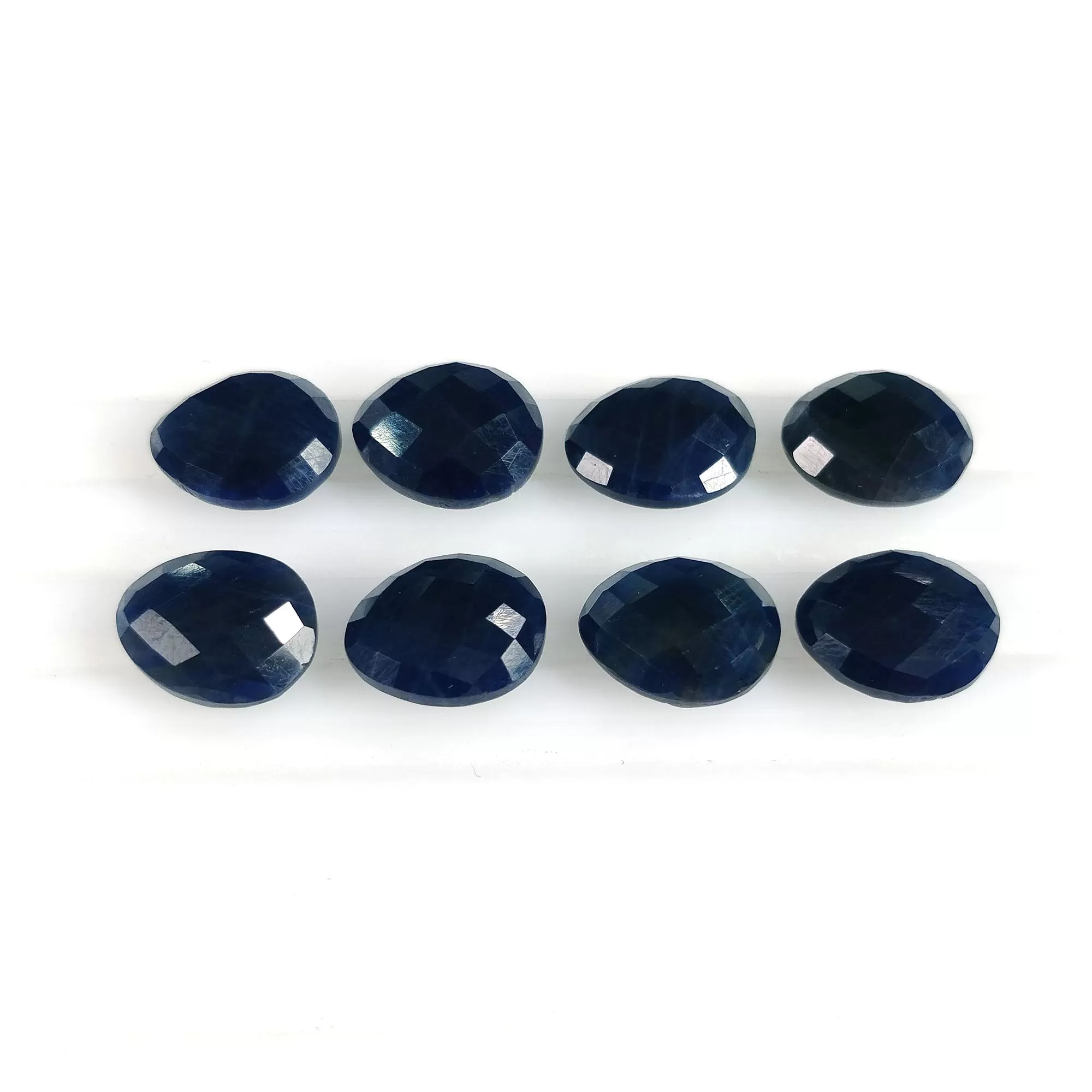 BLUE SAPPHIRE Gemstone Checker Cut : 37.50cts Natural Untreated Unheated Sapphire Briolette Egg Shape 11*9mm 8pcs (With Video)