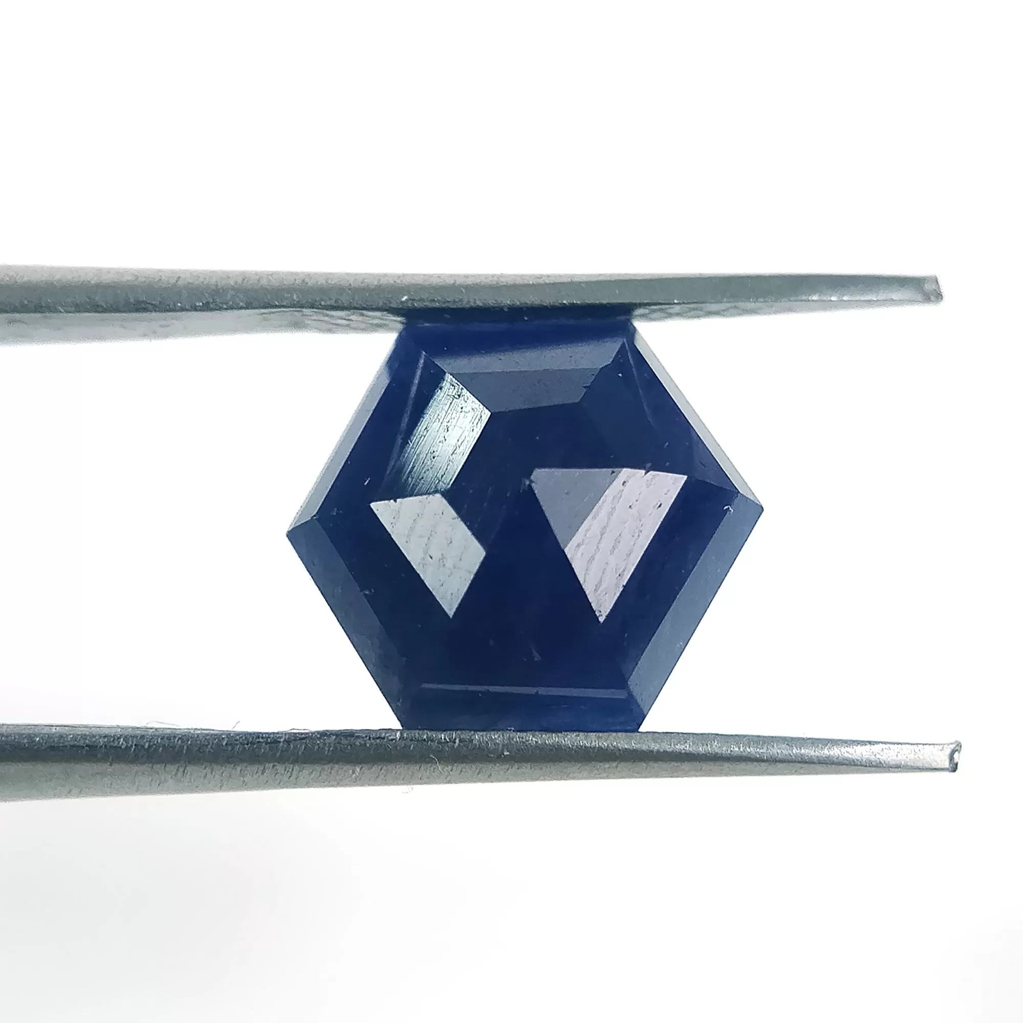 BLUE SAPPHIRE Gemstone Step Cut : 4.95cts Natural Untreated Unheated Sapphire Hexagon Shape 11*10mm (With Video)