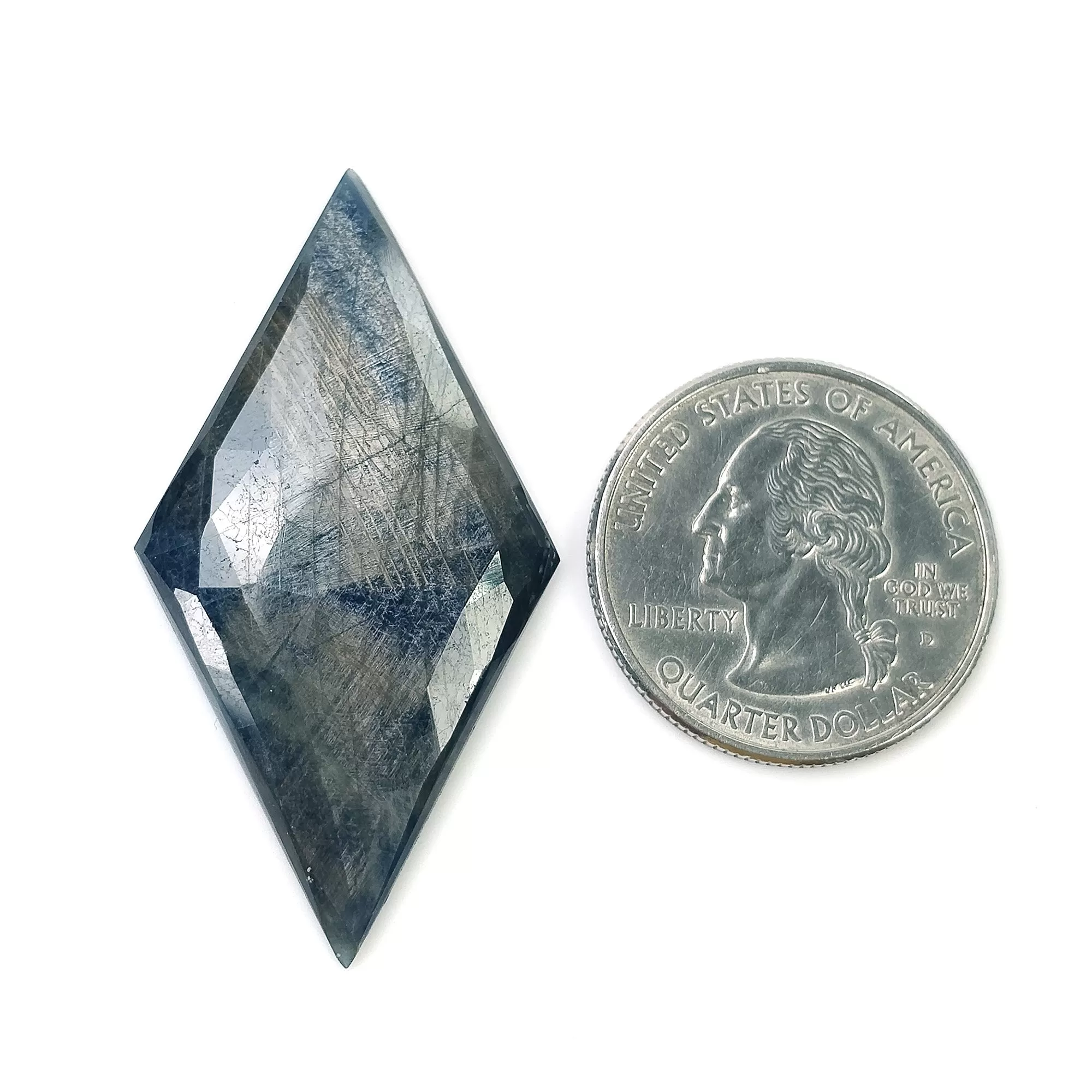 BLUE SILVER SAPPHIRE Gemstone Rose Cut : 38.50cts Natural Untreated Unheated Sapphire Marquise Shape 46*25mm (With Video)