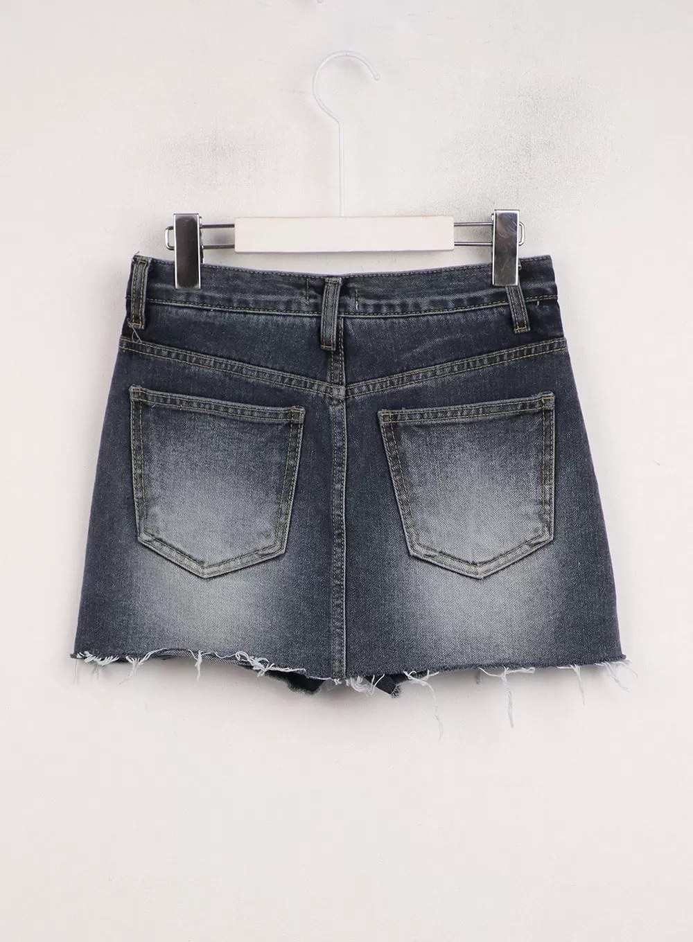 Blue Washed Denim Mini Skirt IJ410