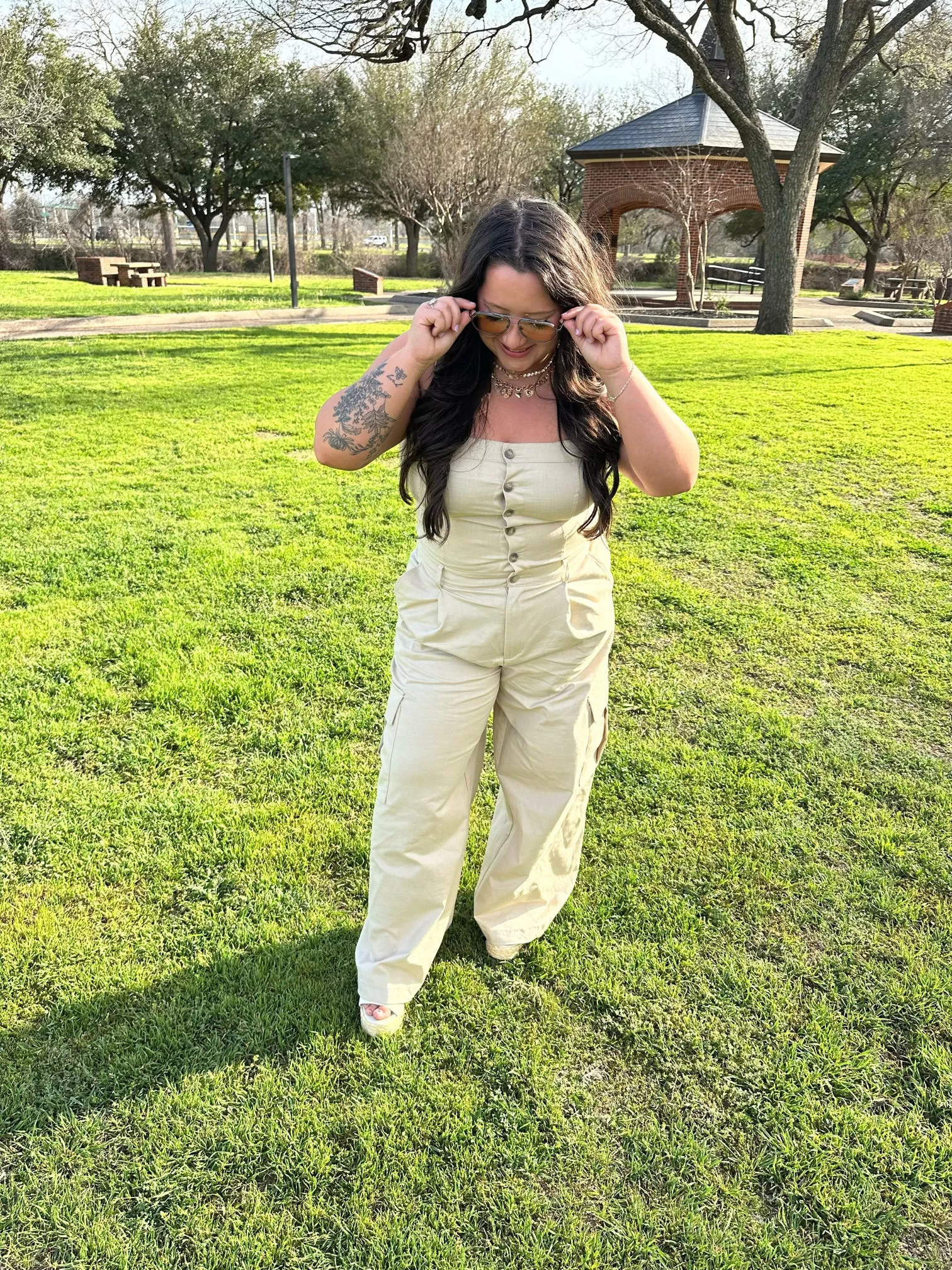 Book a Flight Taupe Jumpsuit